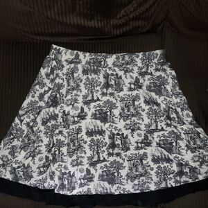 Disney Parks Haunted Mansion Toile black white swing skater skirt XL